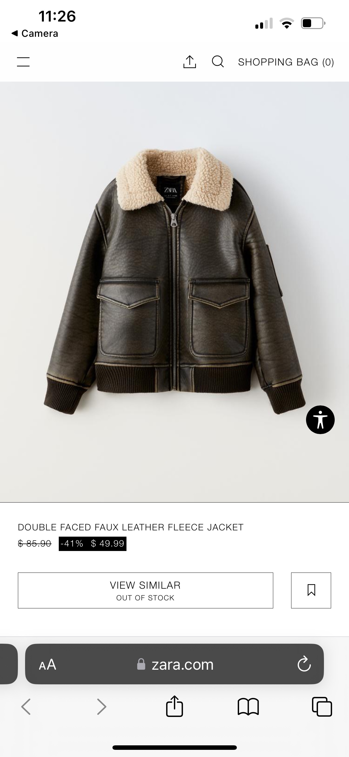 Zara Double Faced Faux Leather Jacket (kids size 9-10)