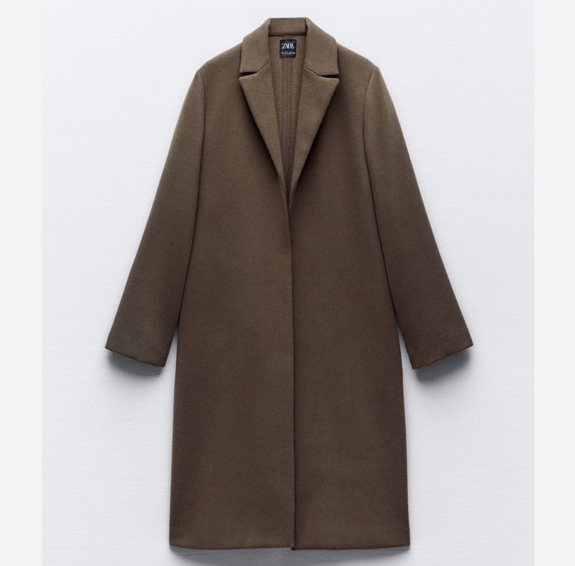 BNWT Zara Lapel Collar Overcoat in Size Small Olive Colour