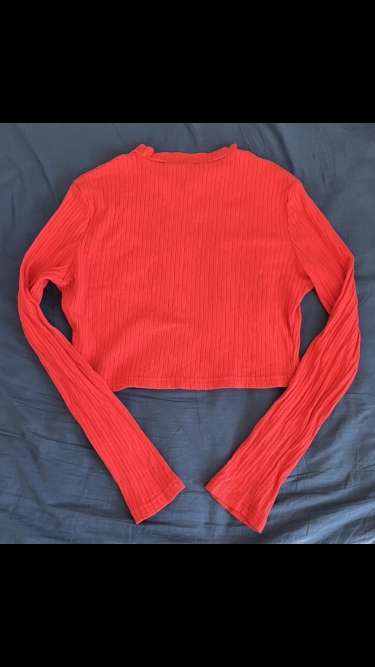 Shein Women’s Red Cotton Rib Knit Crop Top Size XL  👚❤️🍒 image indicator(2)