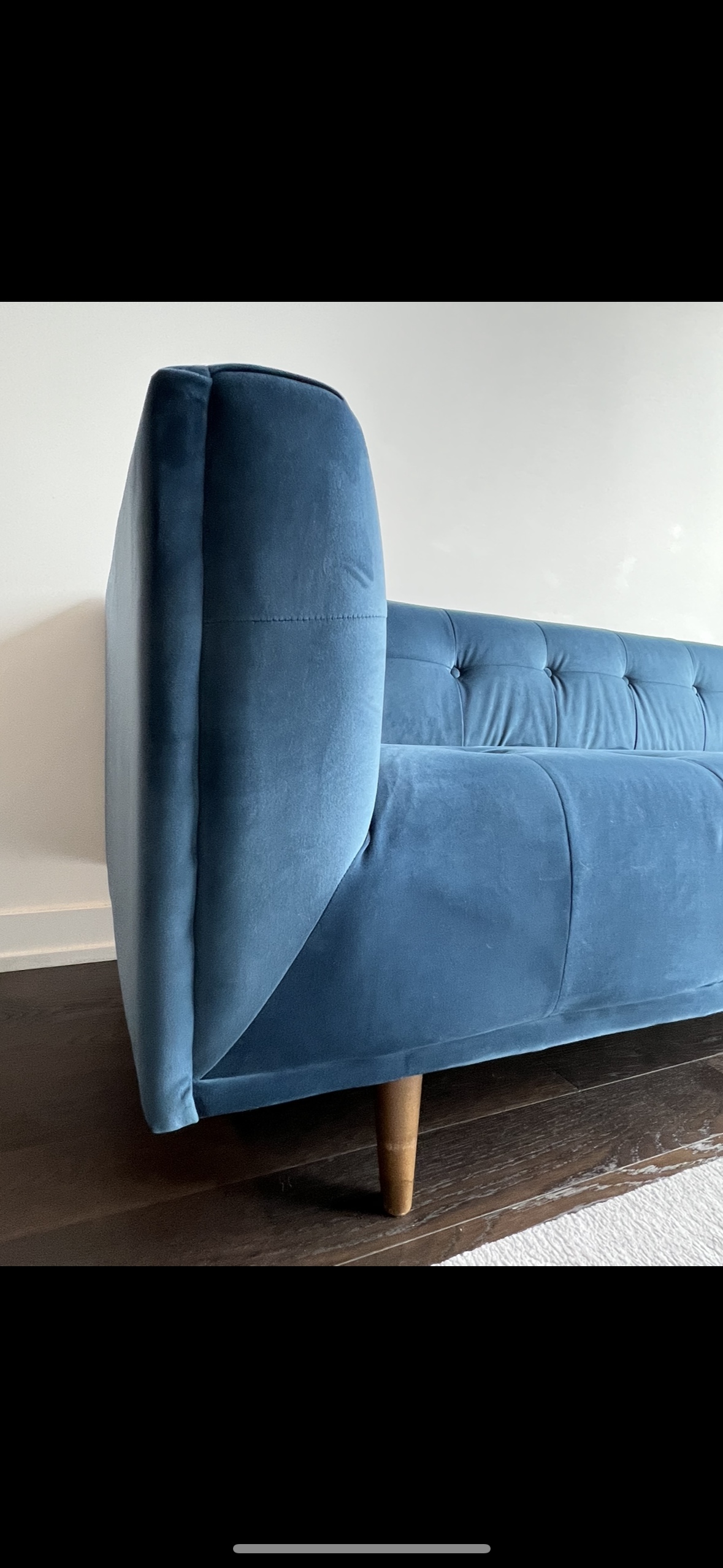 Blue/navy velvet 3-seater sofa - photo 2