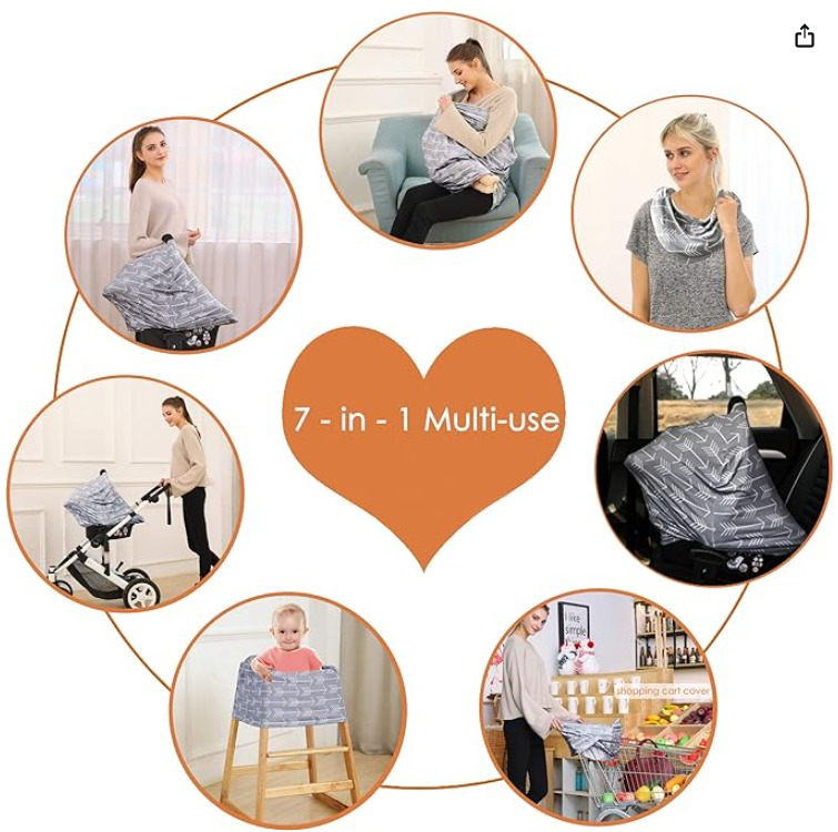 Baby Car Seat Cover Canopy Nursing and Breastfeeding Cover image indicator(3)