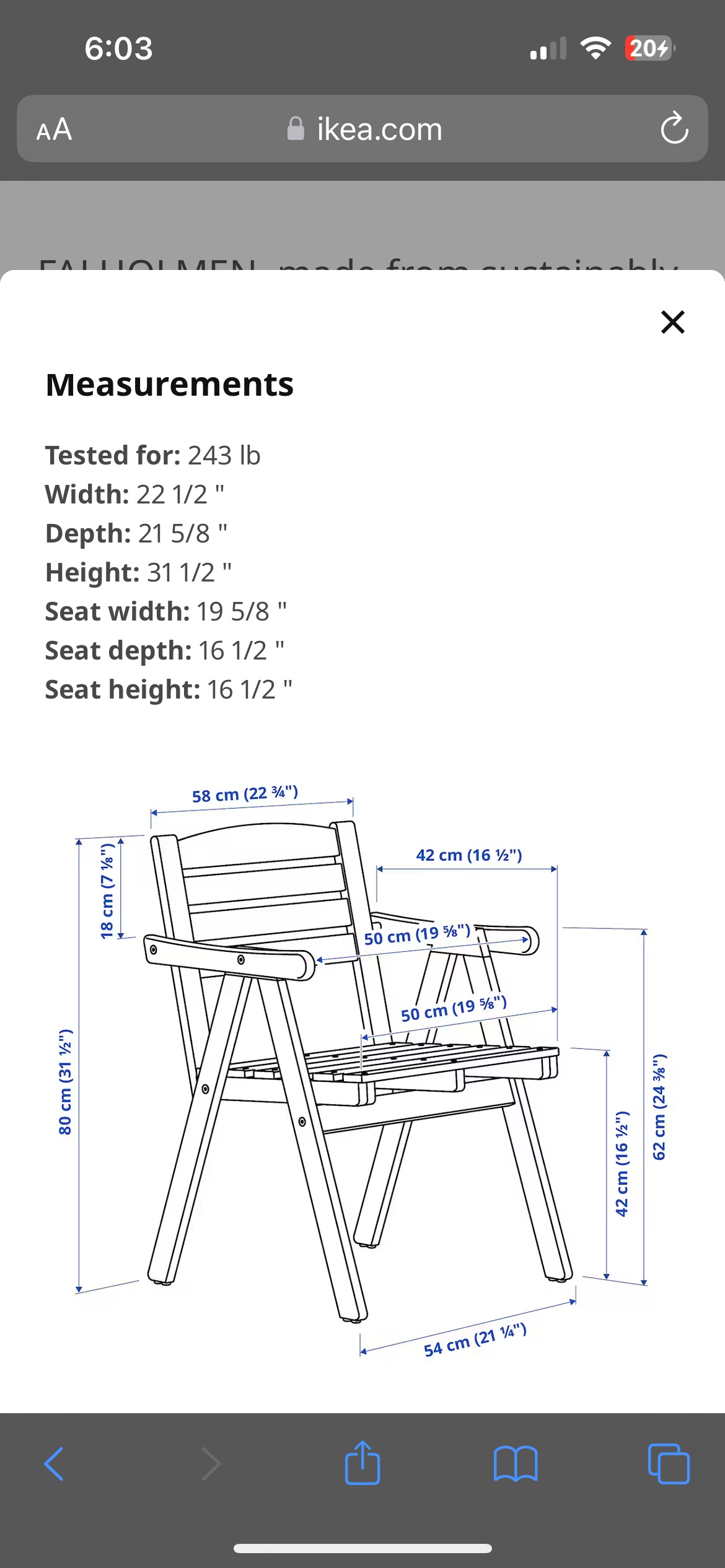 Pair of IKEA Falholmen outdoor armchairs with cushions - photo 2