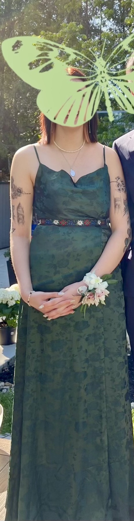 Prom Grad Emerald Green, Satin size large, Lulus Maxi Dress image indicator(9)