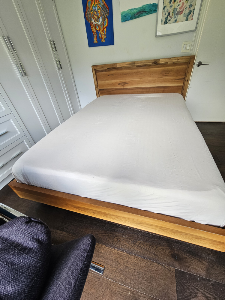 Structube Queen size wooden bed. thumbnail