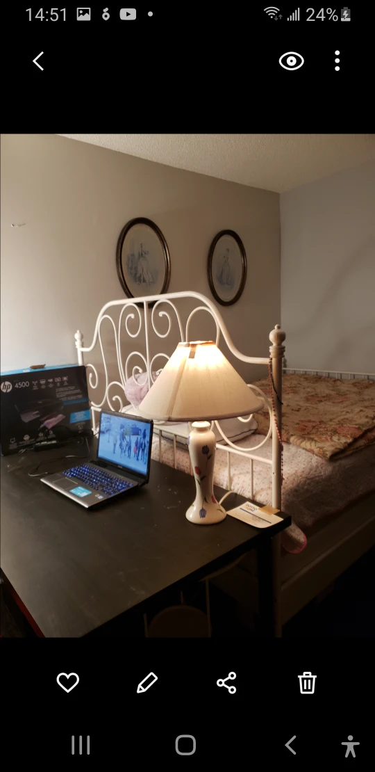 Ikea double size white iron bed frame with box - photo 4