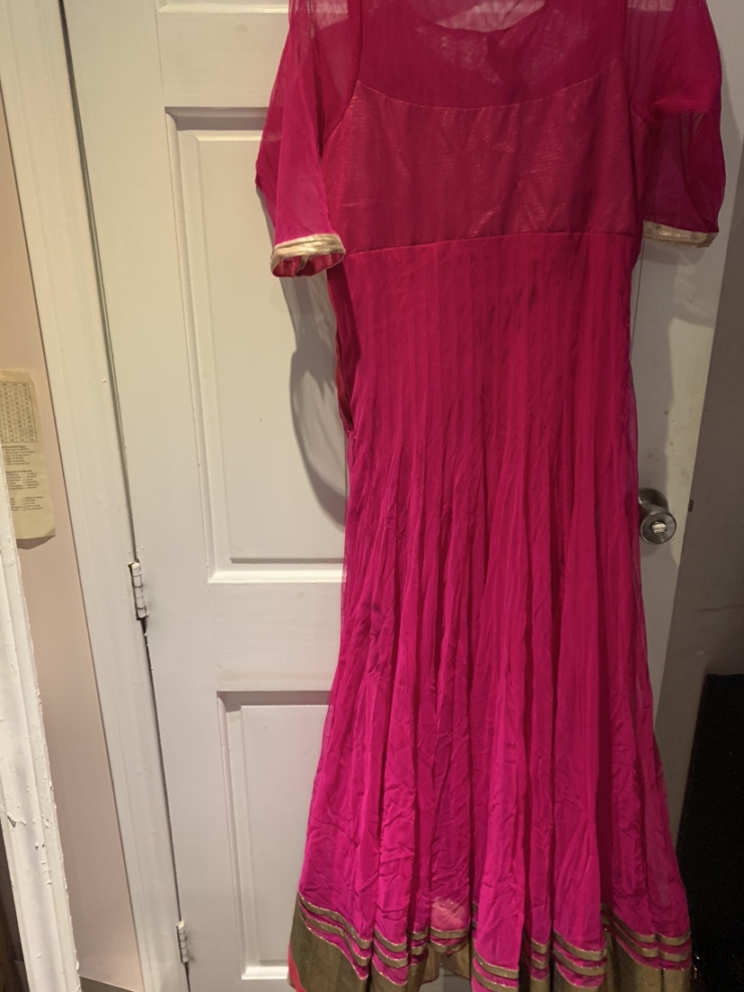 Dark pink long sleeve long gowns dress elegant perfect for prom - photo 2