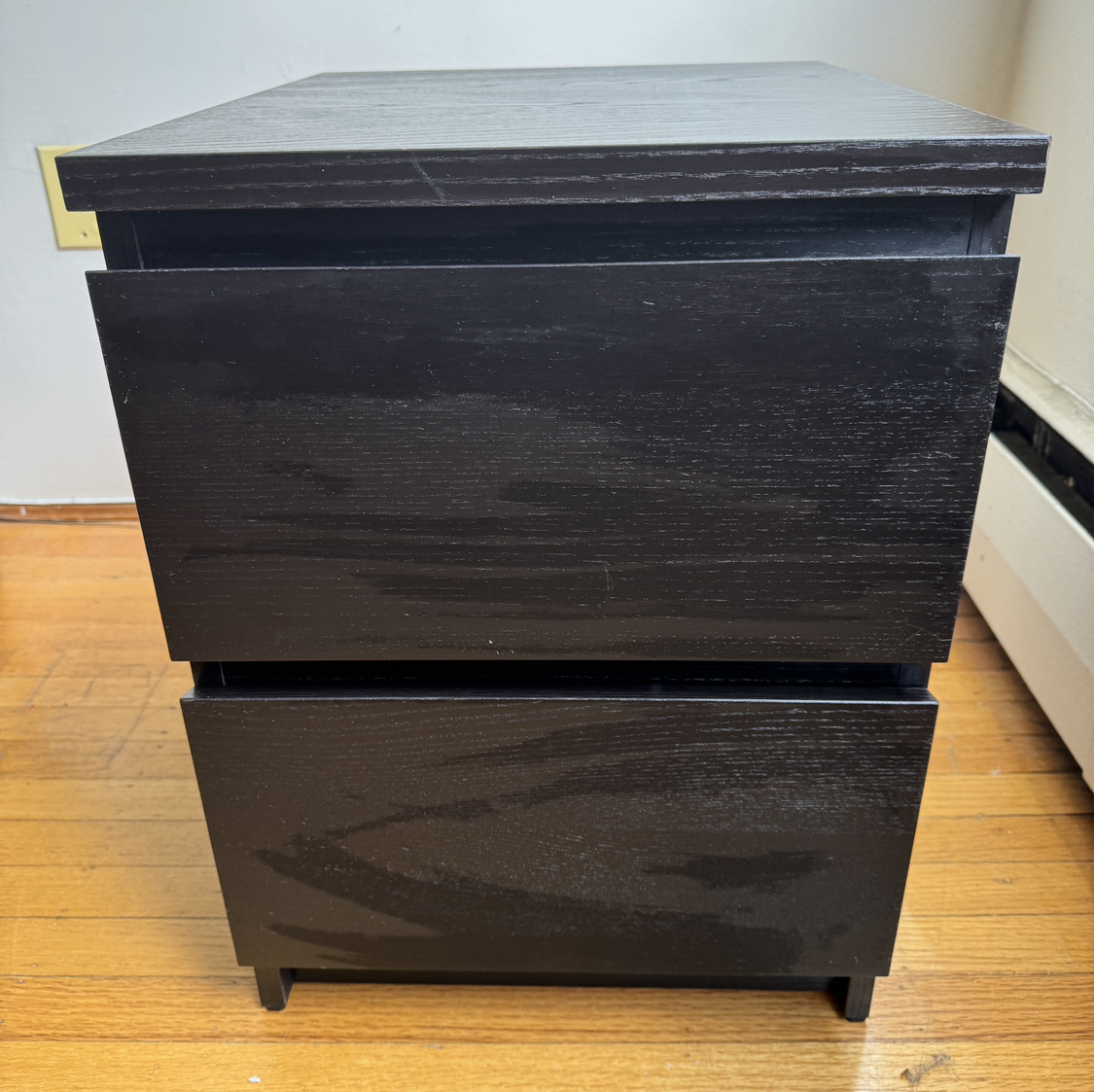 2x IKEA Malm bedside tables- black/brown