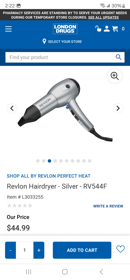Revlon Hairdryer - Silver - RV544F