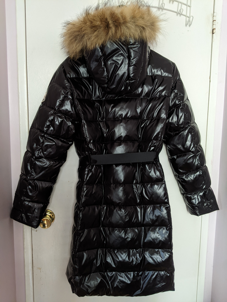 Moncler Black Belted Puffer Jacket Hood With Faux Fur Size 3 - photo 2