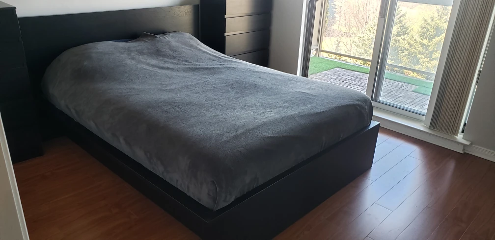 Ikea MALM bed frame, black-brown