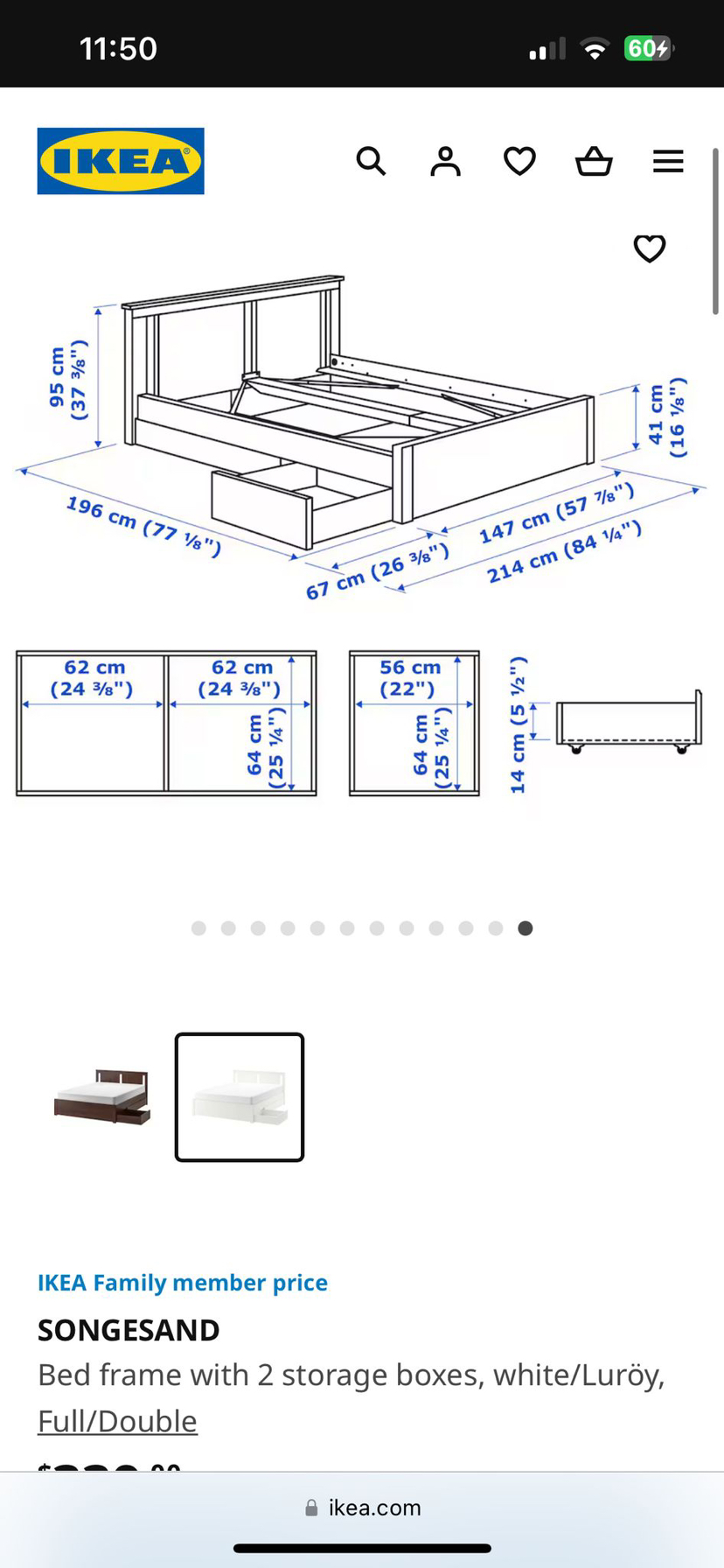 Double Bed Frame with Storage
