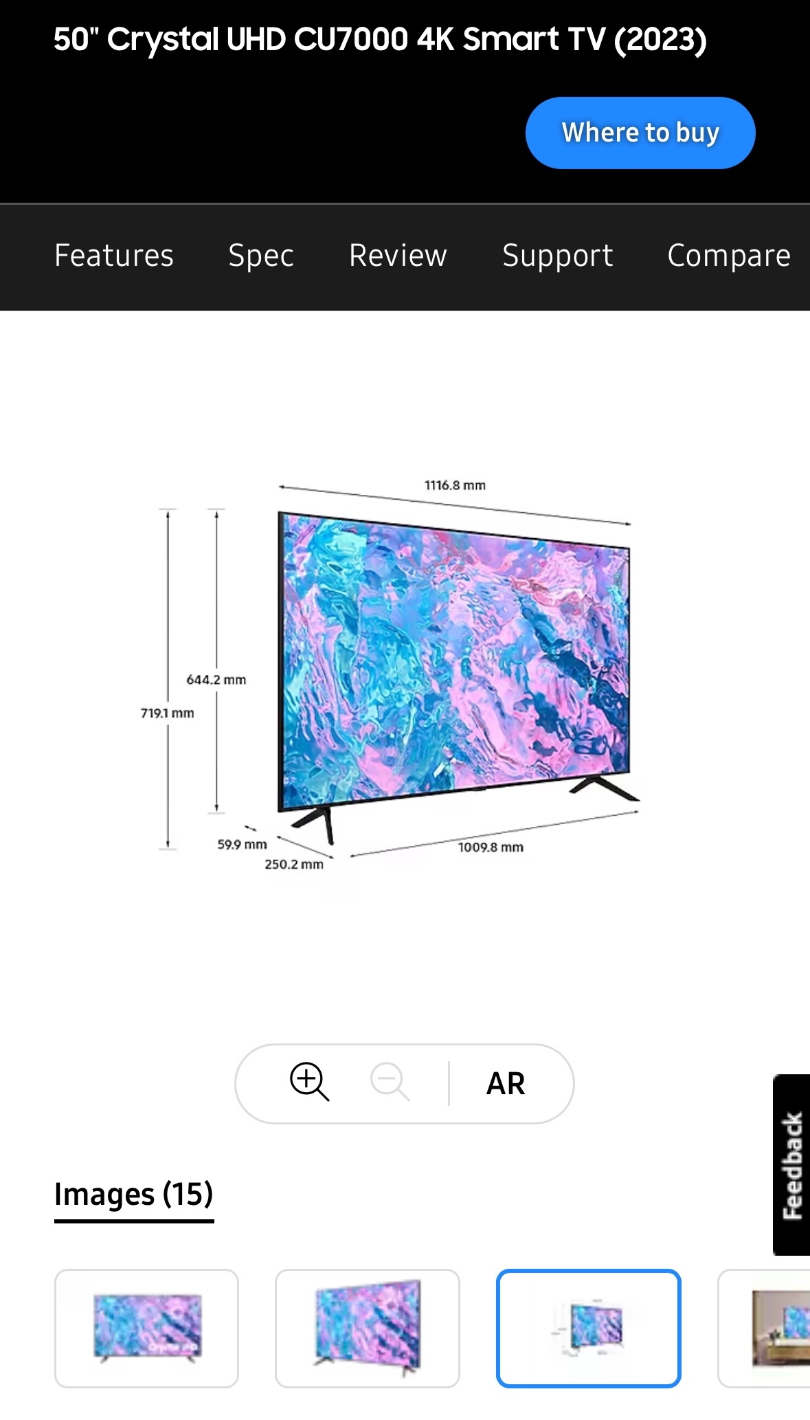 50" Samsung UHD 4K Smart TV (CU7000)