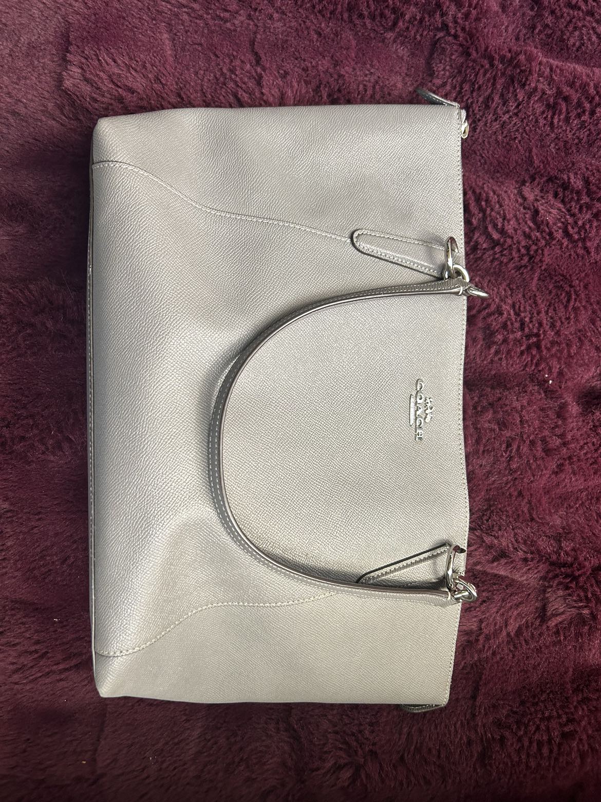 Grey coach leather tote bag