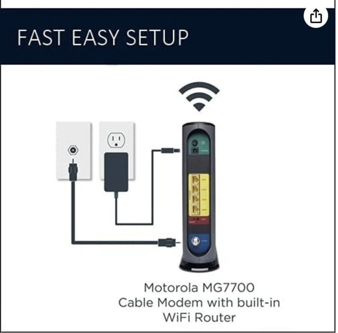 Motorola MG7700 Modem WiFi Router Combo with Power Boost - photo 2