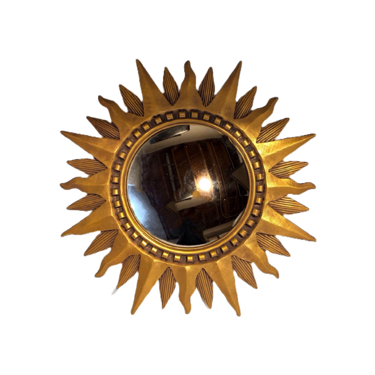 Gold Sunburst Convex Mirror, Shabby Chic, Vintage image indicator(2)