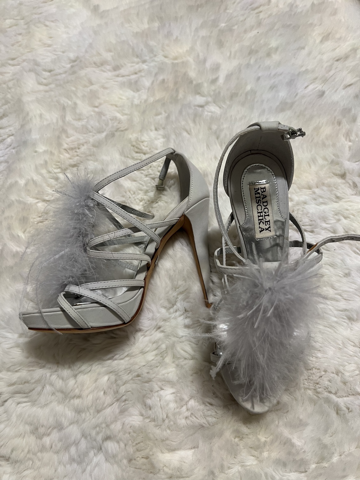 Badgley Mischka ostrich feather heels - photo 5