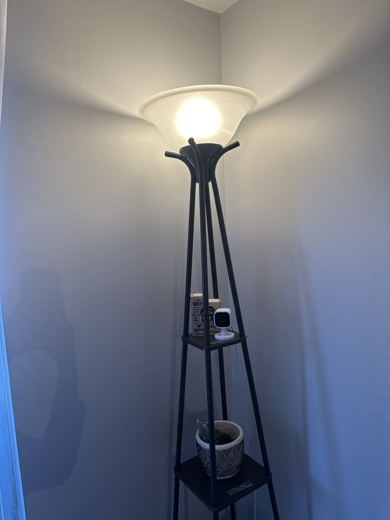 Black floor lamp with shelves image indicator(5)