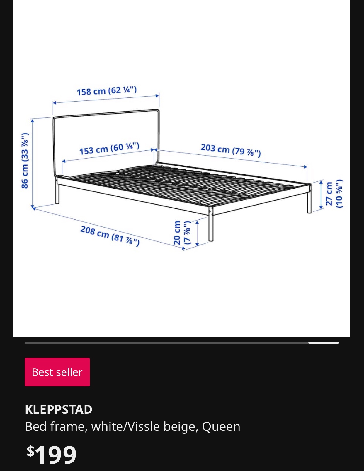 Queen bed & mattress - photo 3