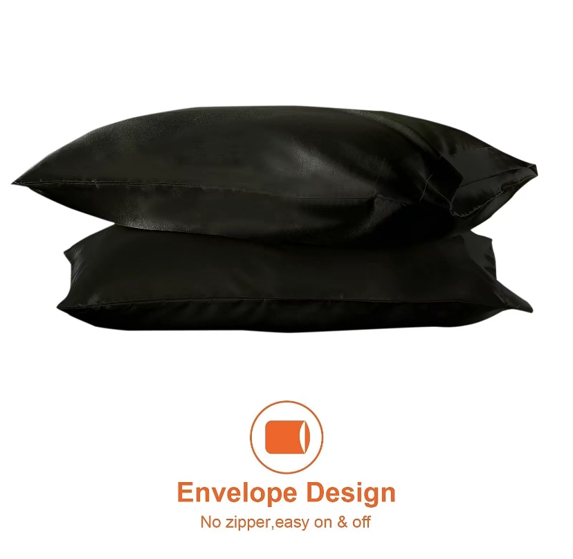 1pc Queen size - Black Satin Pillowcase #freecycle