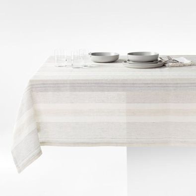 Brand New Crate & Barrel Striped Linen Table Cloth - photo 2