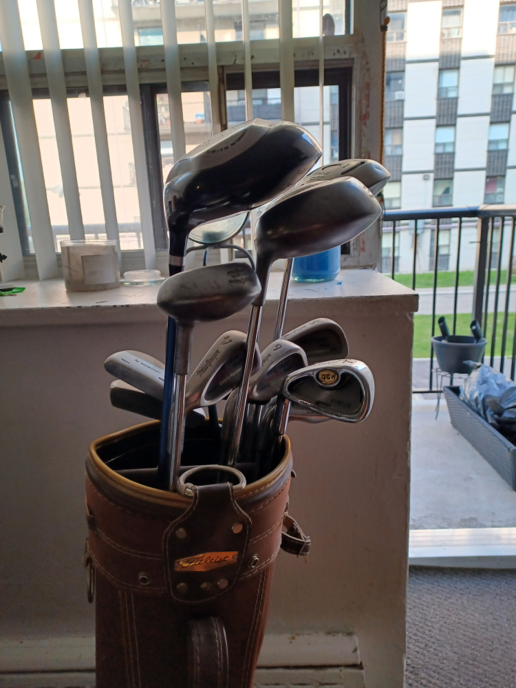 golf bag and clubs