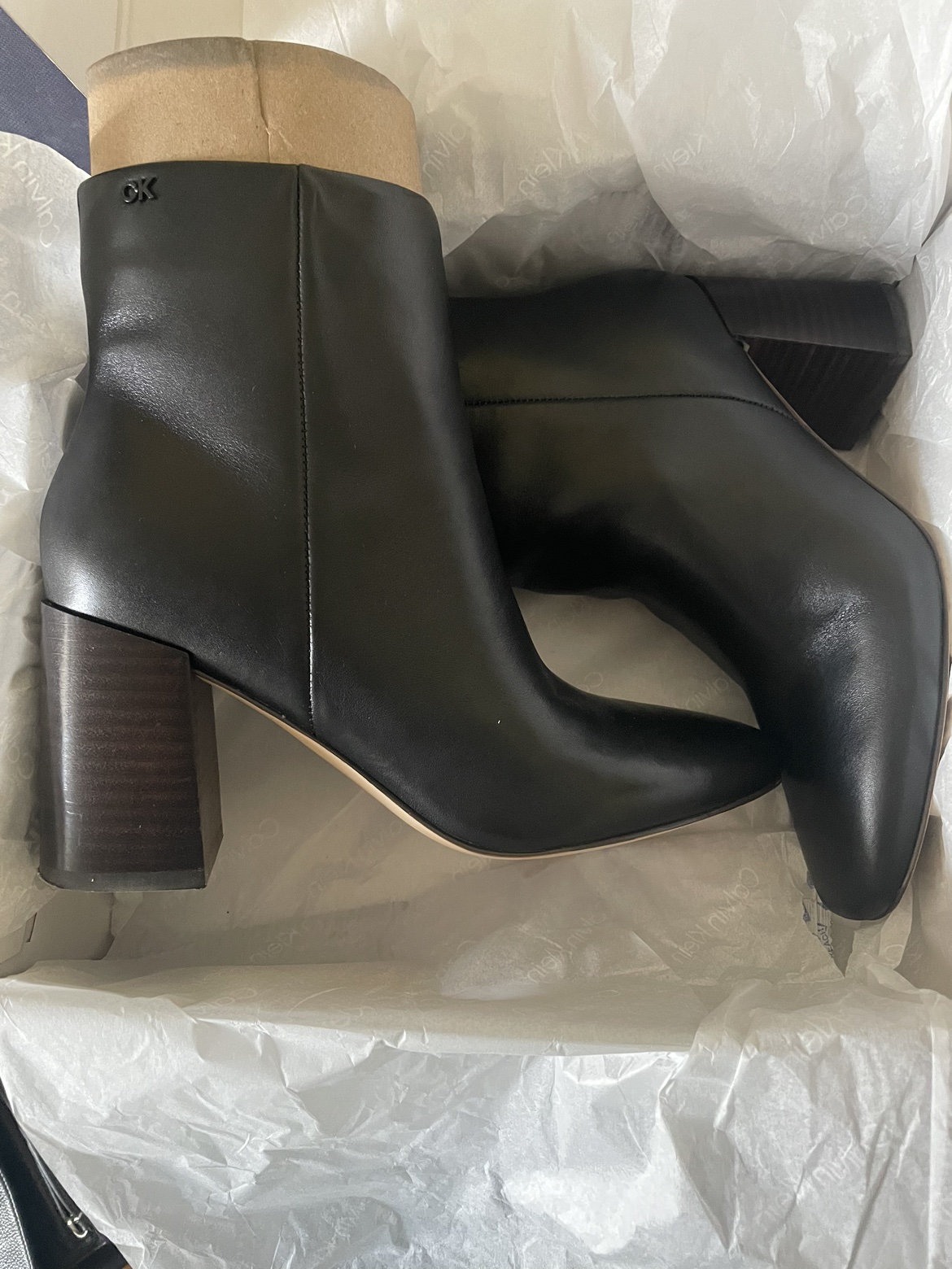 Calvin Klein Genuine Leather Women's Audrina Boots Black Size 8