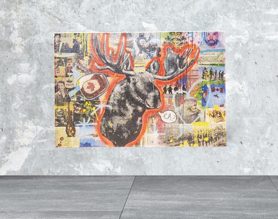 Canvas Canadian painting, moose