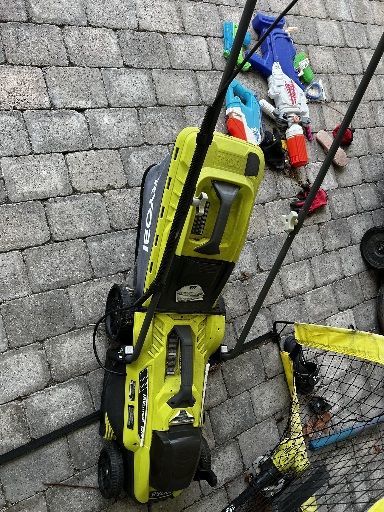 Lawn mower + trimer + saw+ drain auge + 2 battery