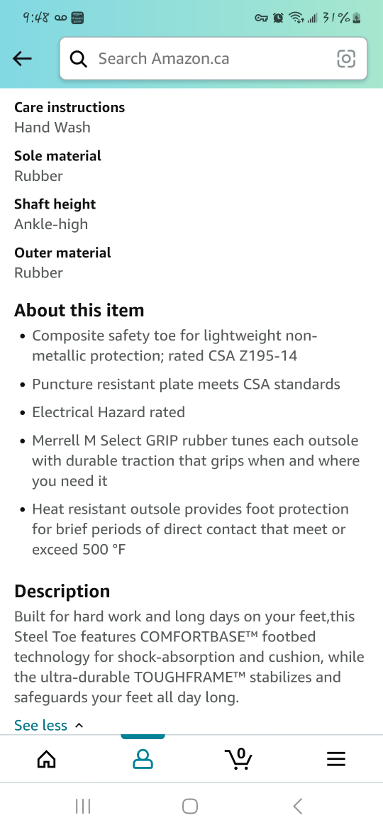 Size 7 Merrel Women's CSA Safety Shoes ALMOST NEW! WORN ONCE image indicator(6)