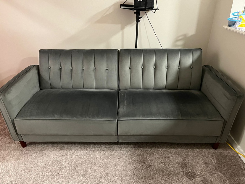Perdue 81.5" Velvet Square Arm Convertible Sofa