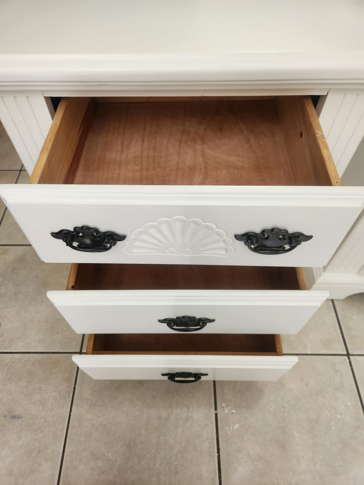 refinished white nightstands 2. solid wood.  Messaged for price - photo 3