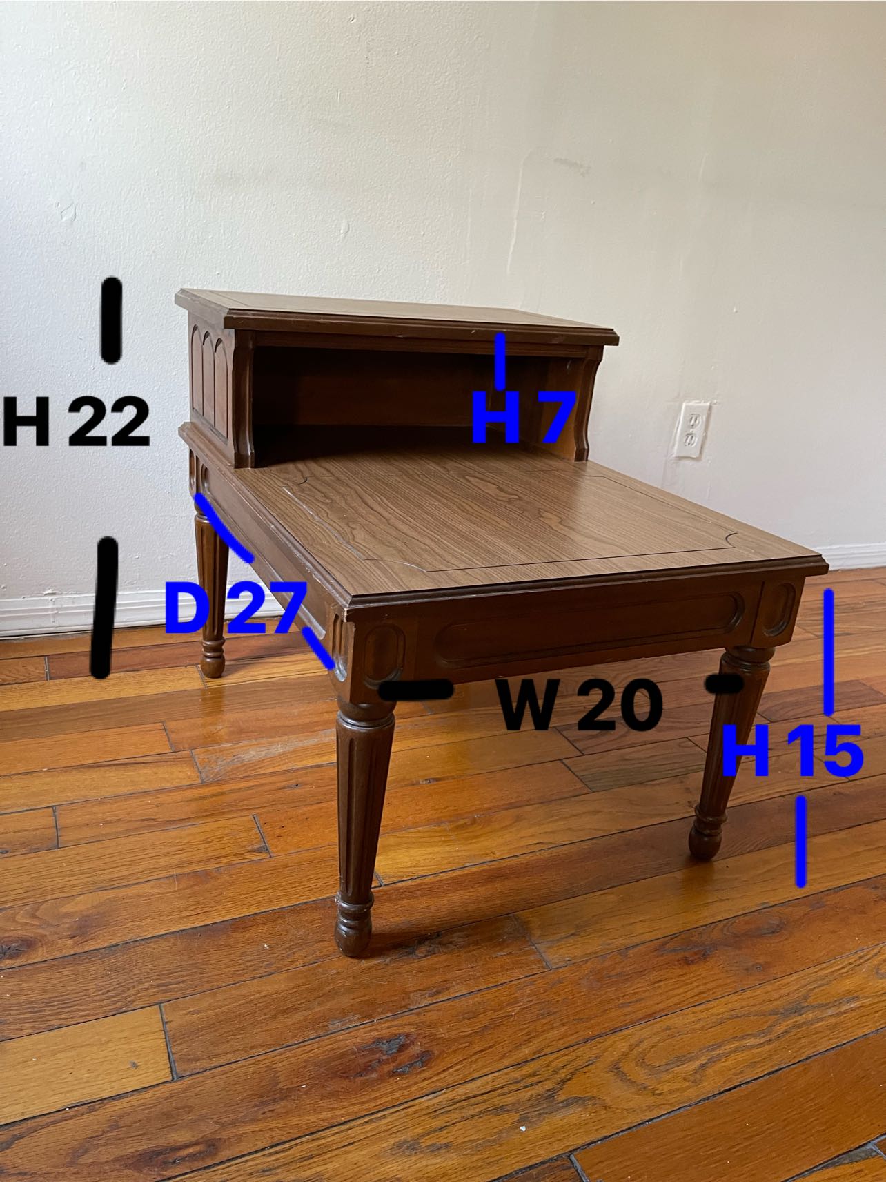 Antique wood side table / step end table - photo 4