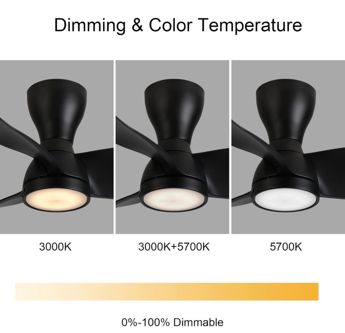Modern 36”, 3 Blade, 6 Speed Ceiling Fan with Light and Remote - photo 3