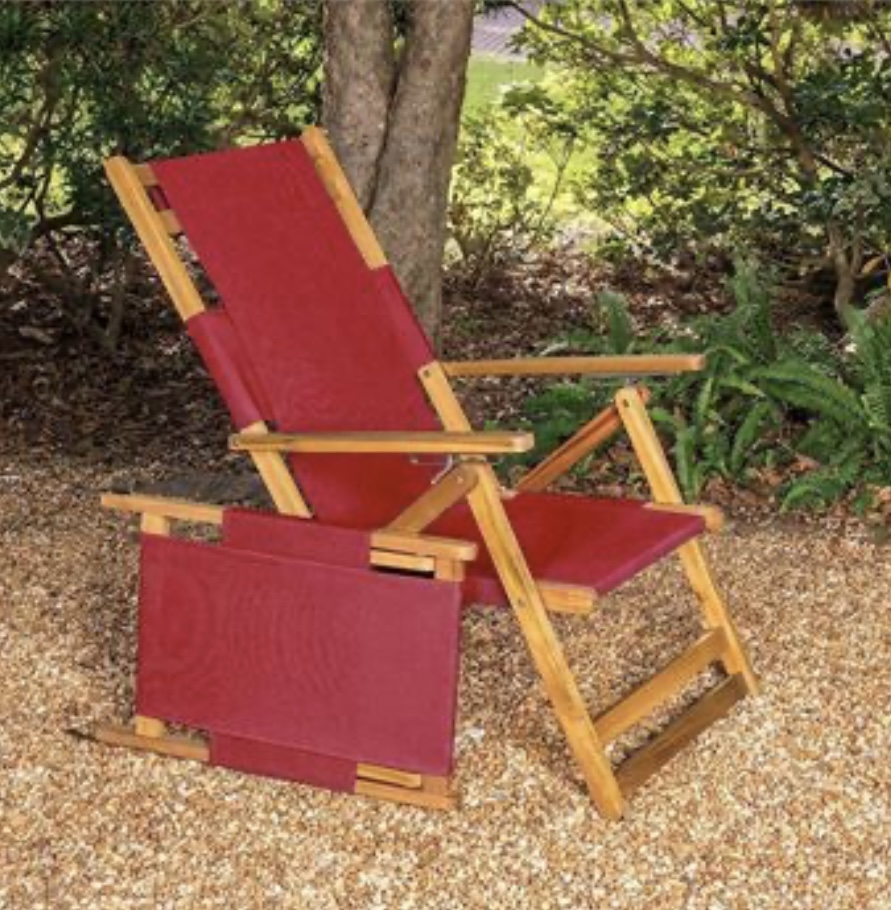 NEW! 3 Portable Wood Red Lounge Chairs with Removable Leg Rest - photo 2