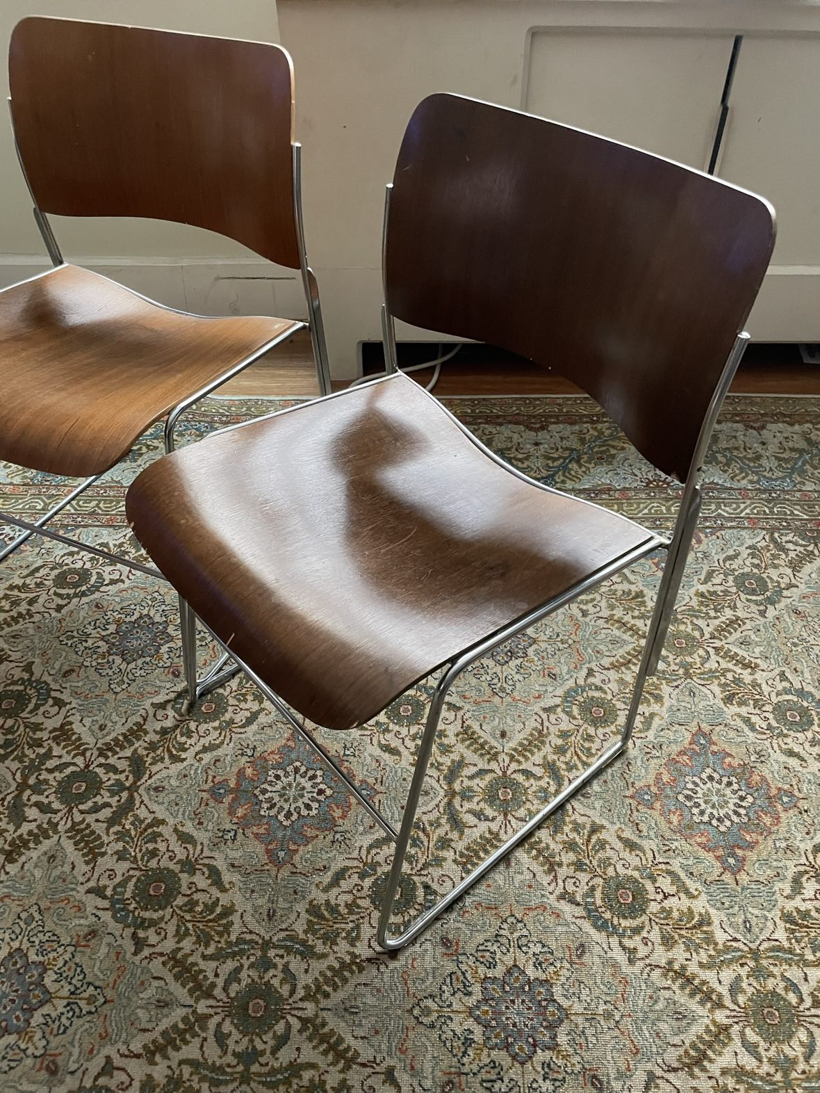 David Rowland 40/4 Vintage Mid Century Wood Chrom Chairs - photo 4