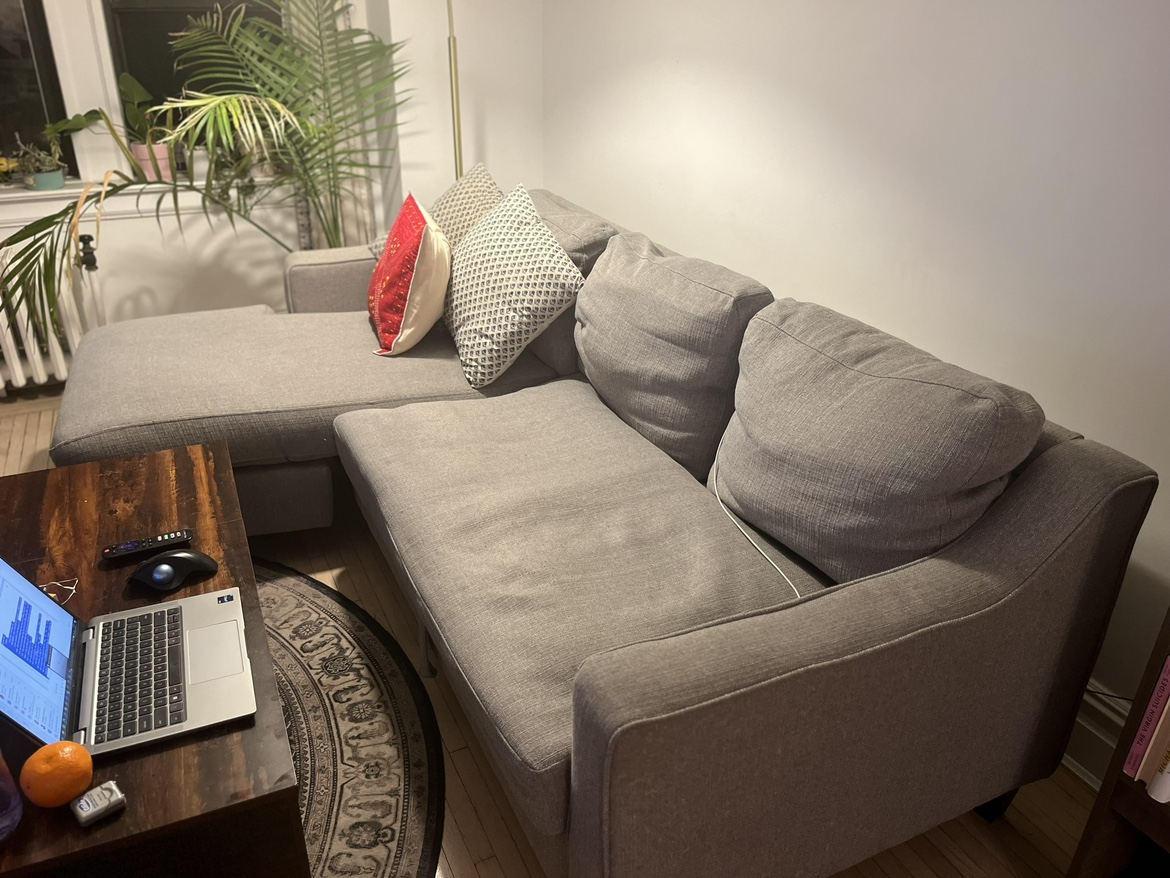 Sectional couch for sale (grey)