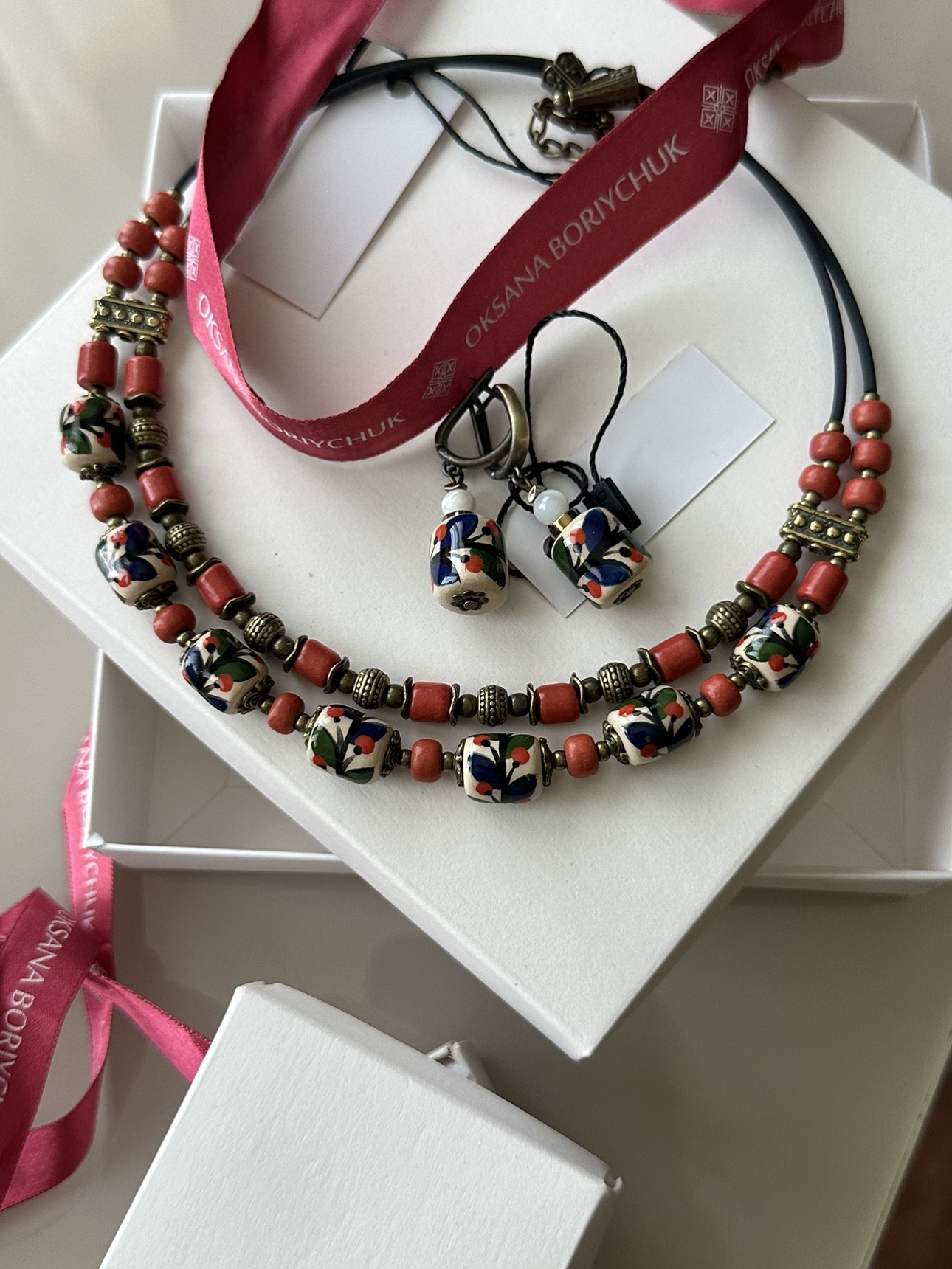 Folk style necklace and earrings thumbnail
