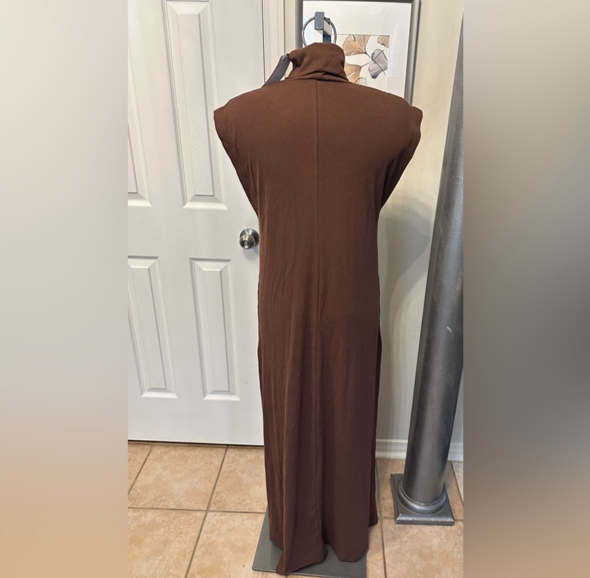 BNWT Zara Woman’s Solid Brown Ribbed Turtleneck Tank Maxi Dress - photo 4