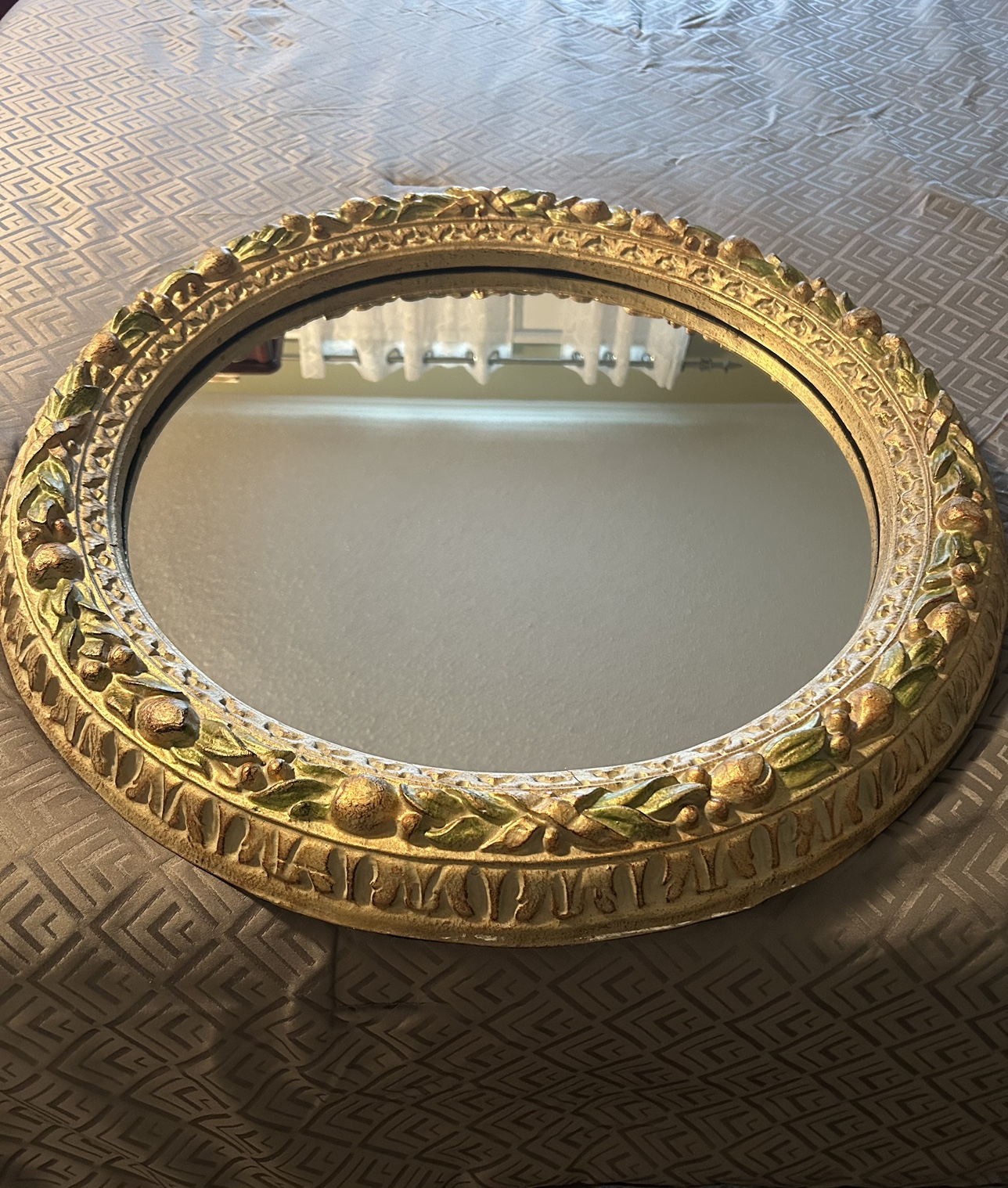 SOLD- Gorgeous Gold round mirror thumbnail