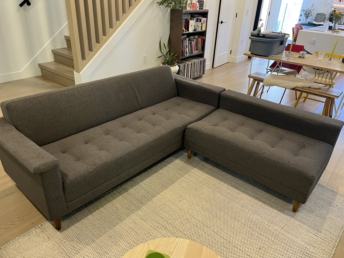 Gus Modern Grey Couch and Ottoman - photo 3