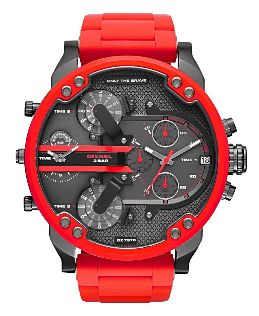 VGUC Diesel men’s Mr. Daddy 2.0 red metal watch DZ7370 image indicator(4)