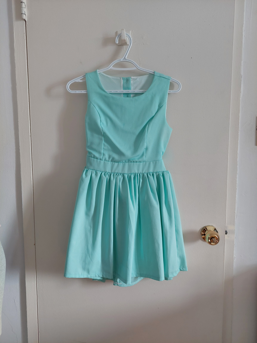 Mint Green Mini Summer Dress bow ribbon