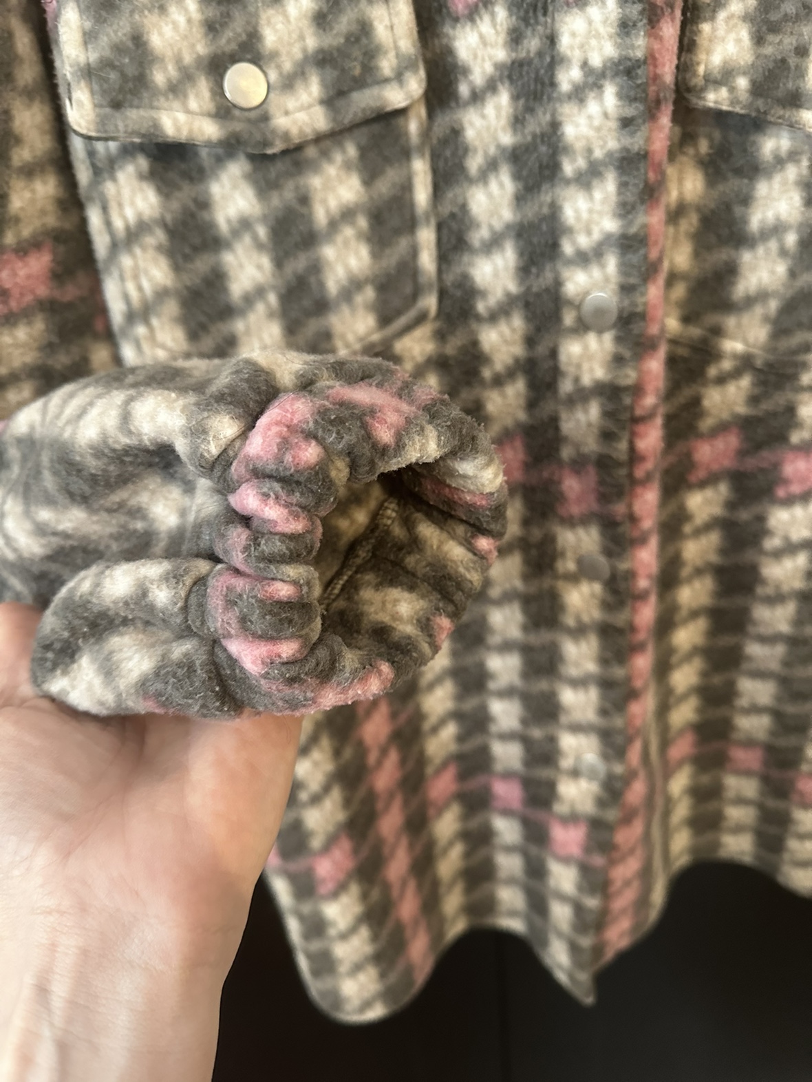Fleece shacket - pink and grey - photo 5