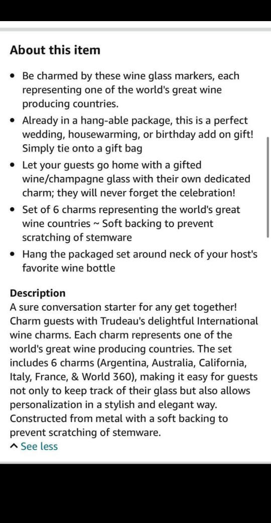 Trudeau International Metal Wine Glass Charms - Set of 6 image indicator(2)