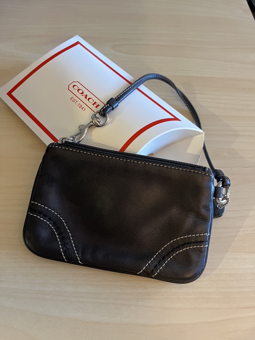 Coach black wristlet with box image indicator(2)