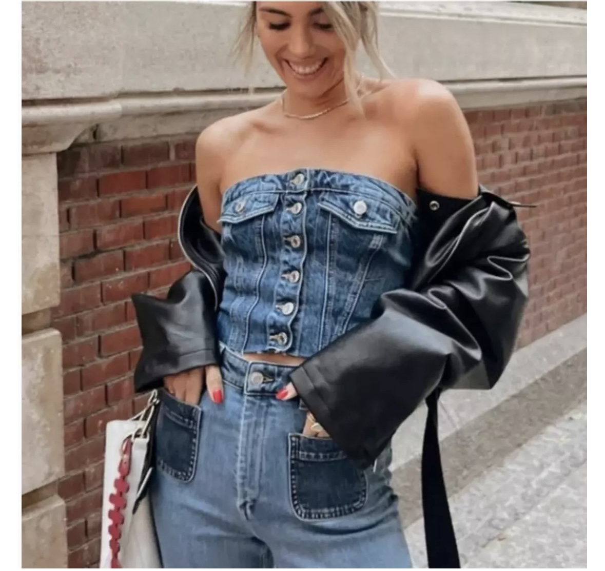 New Tagged ZARA Woman Corset DENIM thumbnail