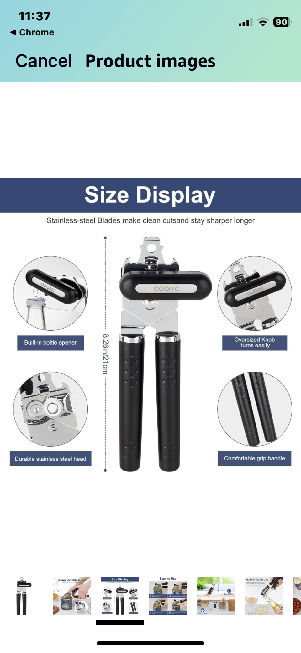 Can Opener, Manual Can Opener Kitchen Durable Stainless Steel image indicator(4)