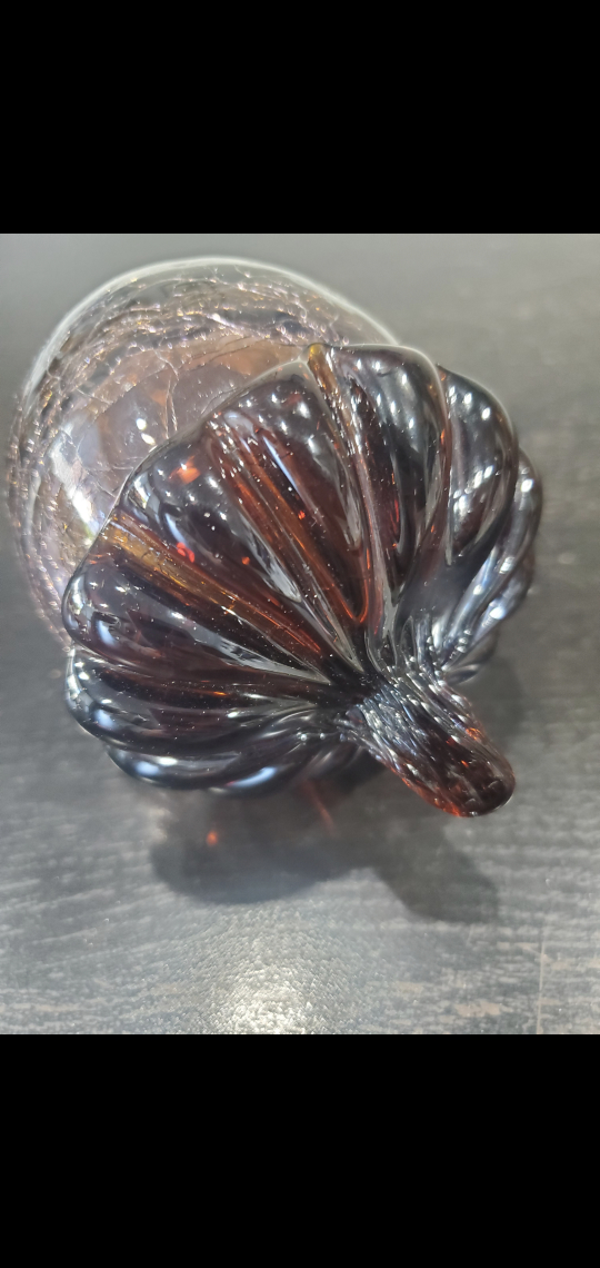 Amber Crackled Glass Acorn Paperweight - photo 2