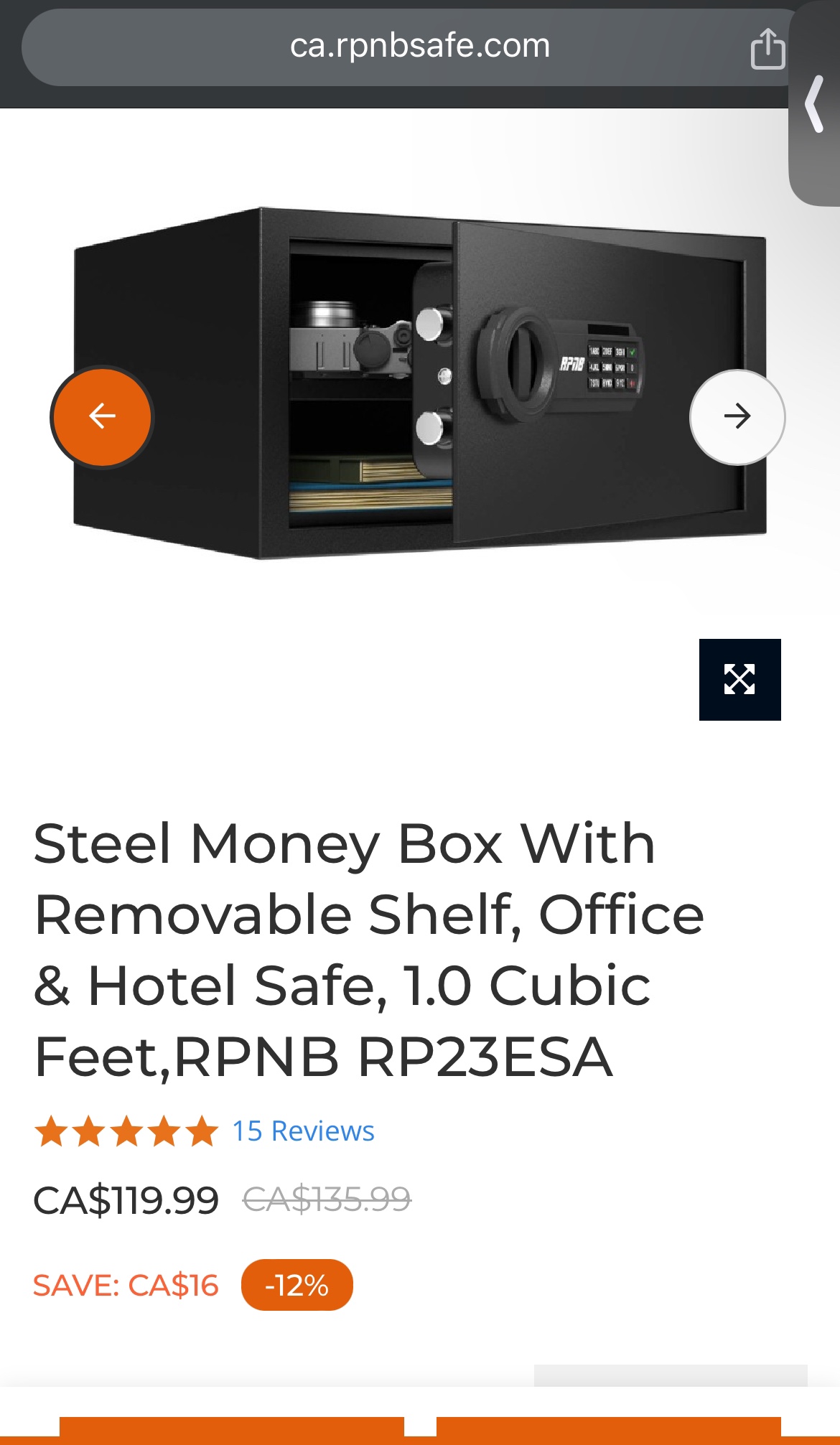 Steel Money Box, Safe, 1.0 Cubic Feet, RPNB - photo 4