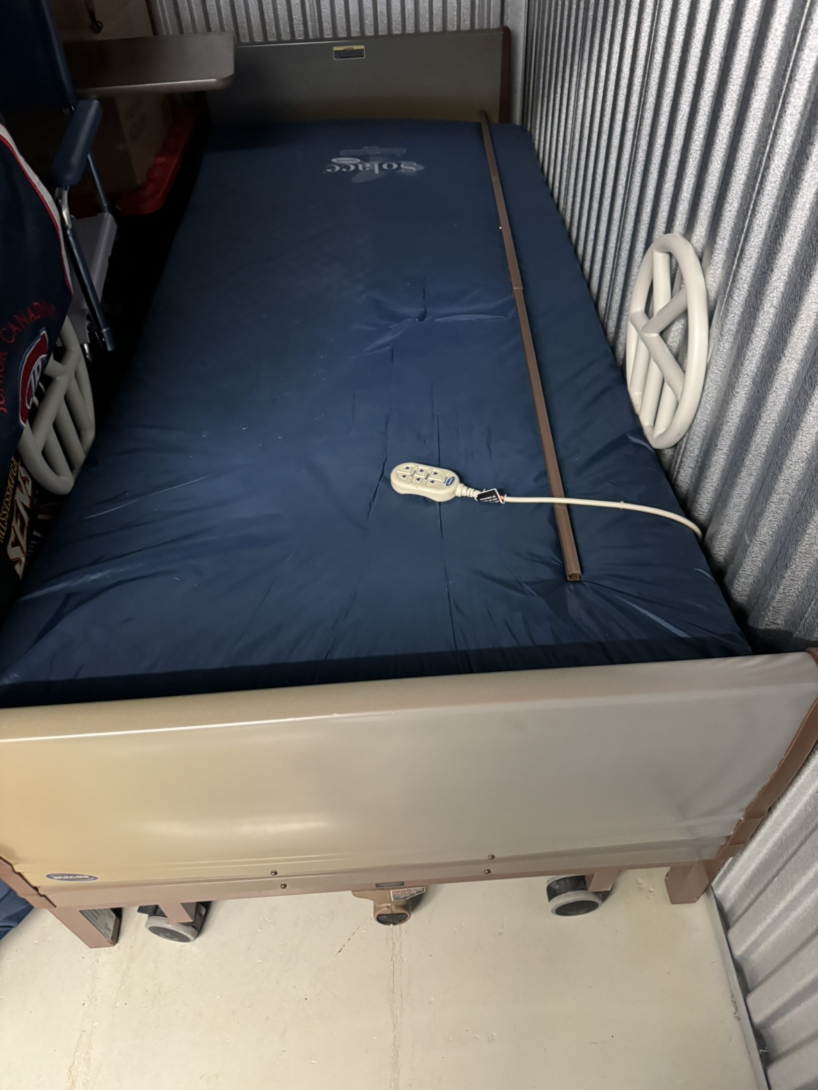 Invacare Bed w/ Mattress, Halo Rings, Overbed Table & Commode - photo 4